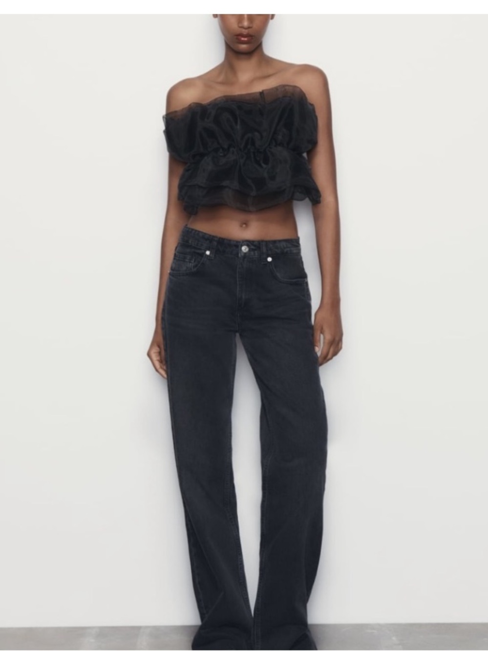 ZARA ORGANZA BANDEAU TOP size S